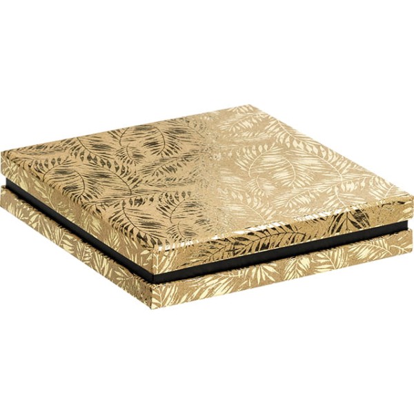 Eleganckie pudełeczko na czekoladki z 4 rzędami w kolorze złota PC230M 15.5 x 15.5 x 3.3